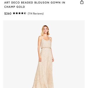 Adrianna Papell ART DECO BEADED BLOUSON GOWN IN CHAMP GOLD bridesmaid dress